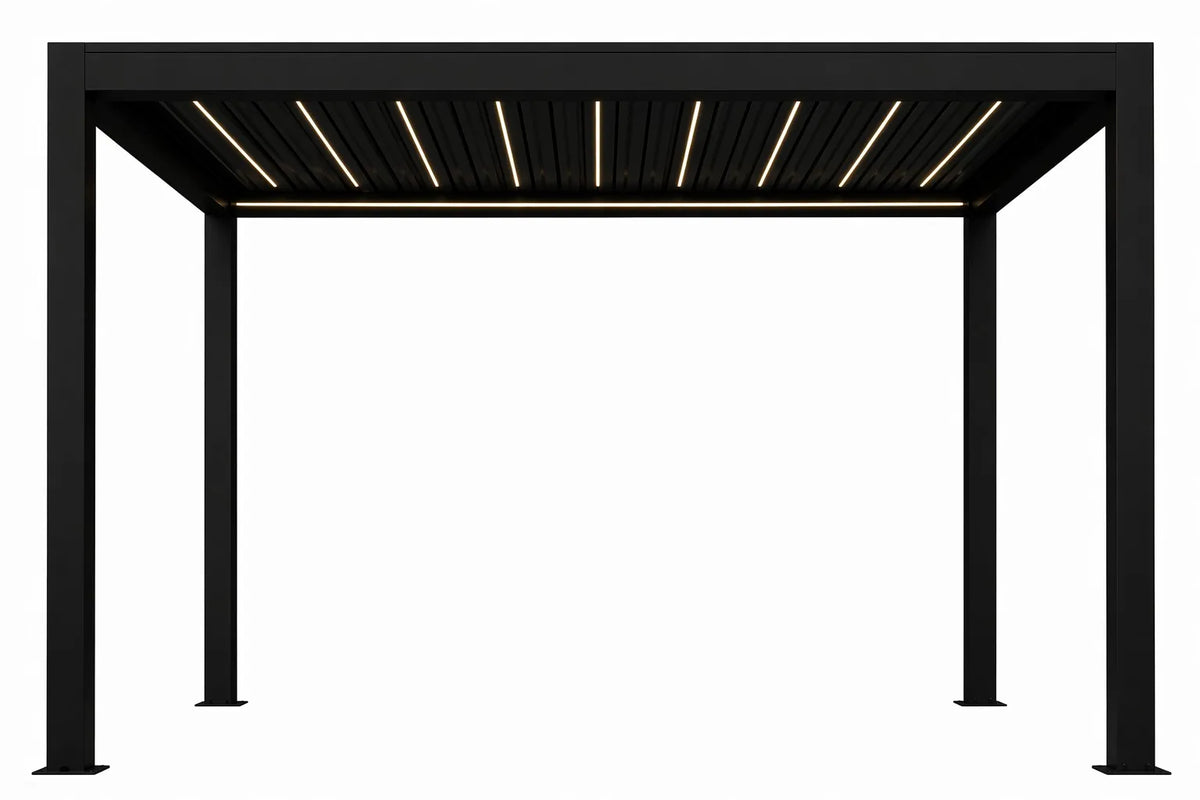 FANCO Horizon Louvered Pergola in Jet Black