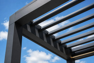 FANCO Breeze louvered roof fully open showing sunlight streaming through the slats