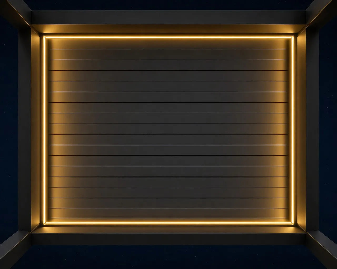 Perimeter LED lighting under the FANCO Horizon roof at night - upward view