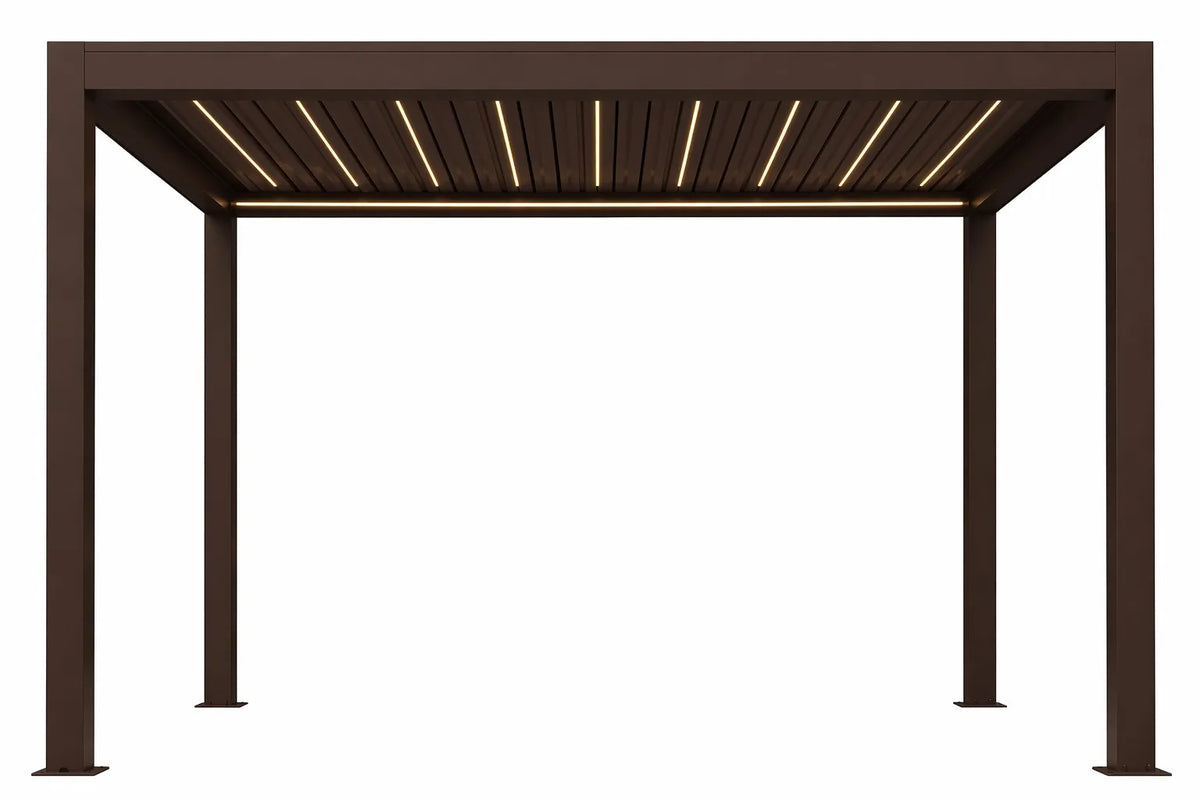 FANCO Horizon Louvered Pergola in Dark Brown